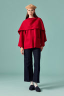 Scarf-Detail Knitted Sweater - Red