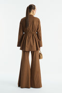 Front-Button Suede Shirt - Camel