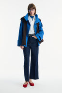 Epaulette Detailed Short Trench Coat - sapphire blue