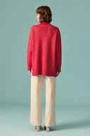Glitter Detailed Turtleneck Knit Sweater - Red