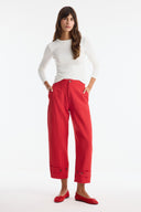 Carrot-Fit Button-Detail Trousers