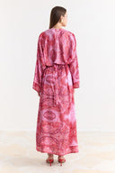 Satin Printed Yoryo Chiffon Dress - Red