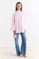 Binding Detail Voile Shirt - Pink