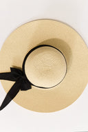 Straw Hat with Ribbon - Beige
