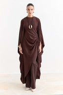 Tünel Detaylı Abaya - Kahve
