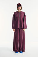 Zippered Comfortable Pants Set - Damson