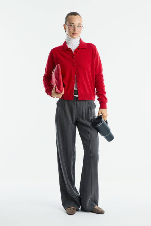 Straight-Leg Crepe Trousers - Anthracite