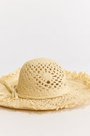 Tassel Detail Wide Straw Hat - Beige