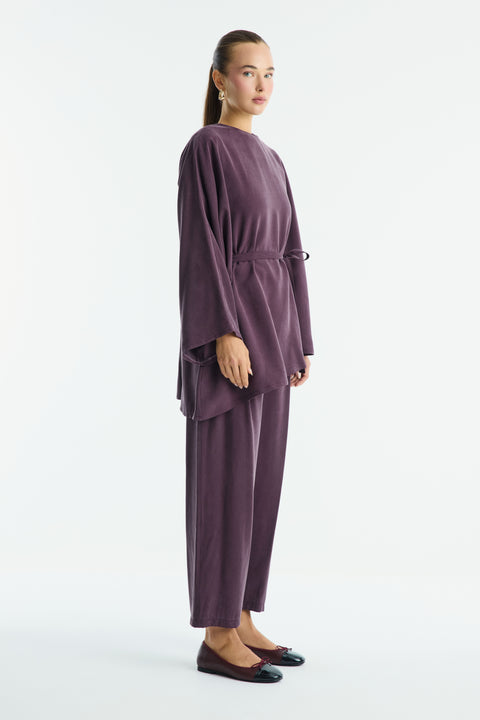 Benetti Belt Detailed Trouser Set - Plum