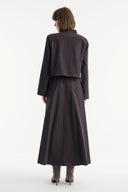 Asymmetric Button Detailed Skirt Set - Coffee