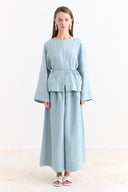 Button-Detailed Organic Linen Shirt - Blue