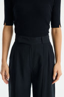 Straight-Cut Crepe Trousers - Black