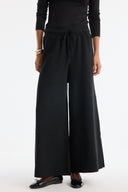 Piped Belted Straight-Cut Knit Trousers