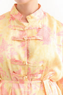 Sophia Satin Printed Yoryo Chiffon Pants Set - Yellow