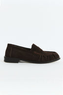 Moren Suede Genuine Leather Loafers - Bitter Brown