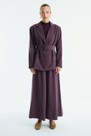 Benetti Button-Detail Skirt Suit - Plum