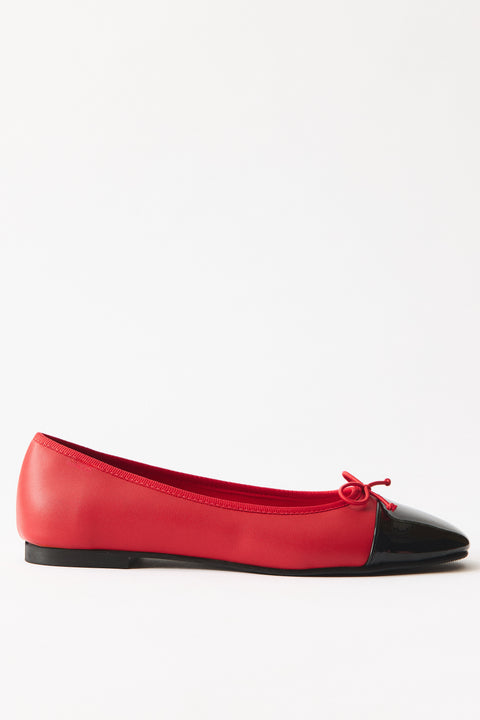 Mira Patent Detail Ballet Flats - Red