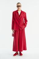 Benetti Button-Detail Jacket and Skirt Set - Red