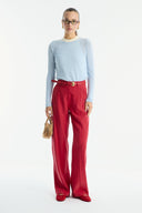 Straight-Leg Crepe Trousers - Red
