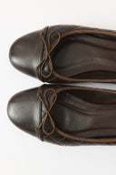 Alya Bow Detail Quilted Ballerinas - Brown