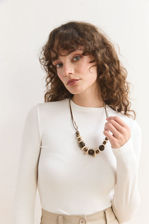 Acrylic Beaded Necklace - Coffee
