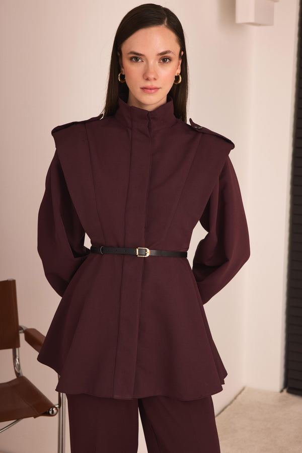Alfie Premium Trenç Ceket - Bordo