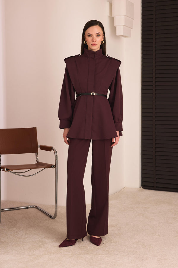 Alfie Premium Trenç Ceket - Bordo