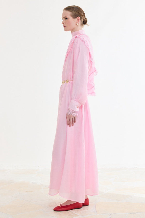 Aller Dantel Detaylı Elbise - Pembe