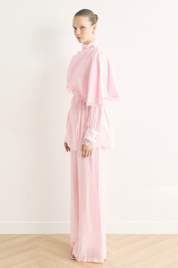 Allerli Dantel Detay İbiza Takım - Pembe