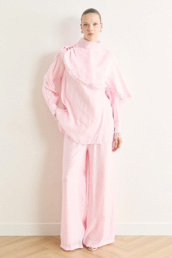 Allerli Dantel Detay İbiza Takım - Pembe