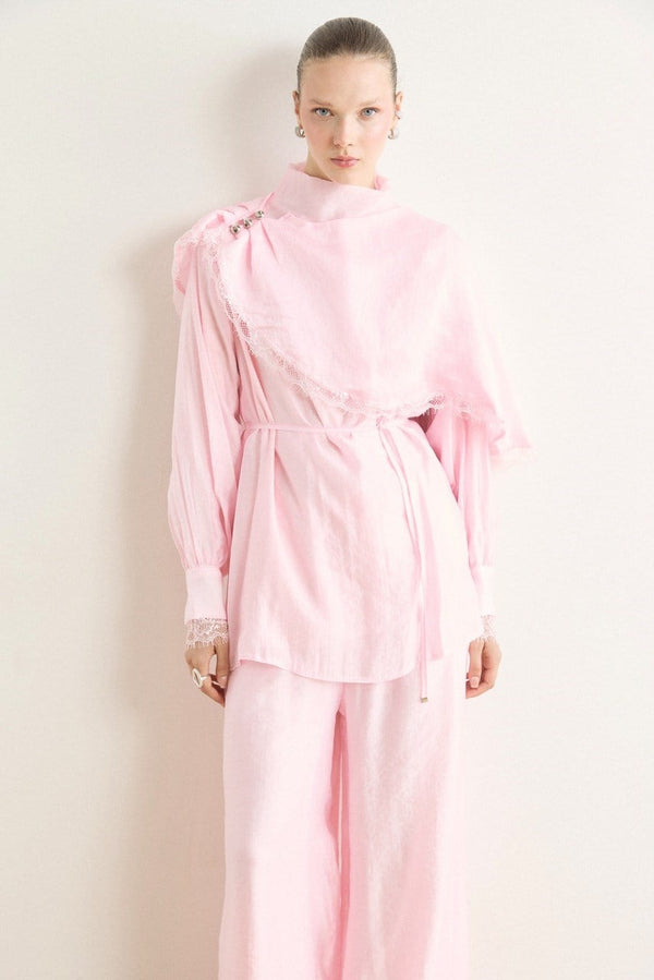 Allerli Dantel Detay İbiza Takım - Pembe