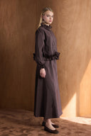 Amora Geniş Fırfırlı Takım - Kahve