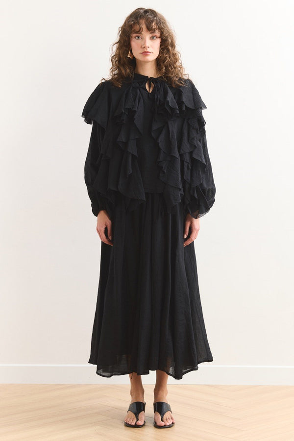 Angelina Volanlı Etek Takım - Siyah