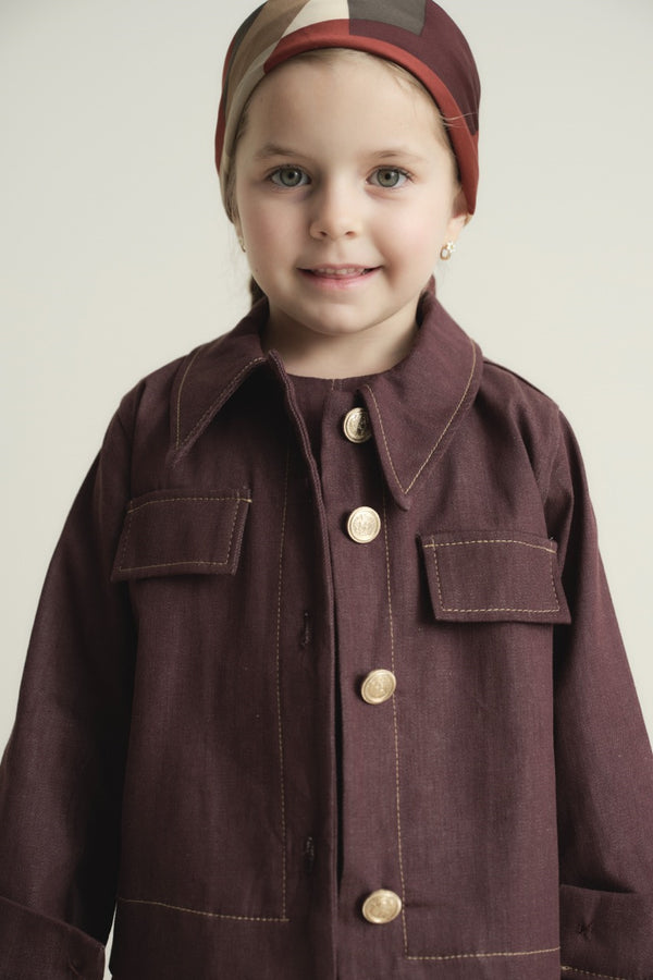 Arle Ceketli Denim Jile Elbise - Bordo