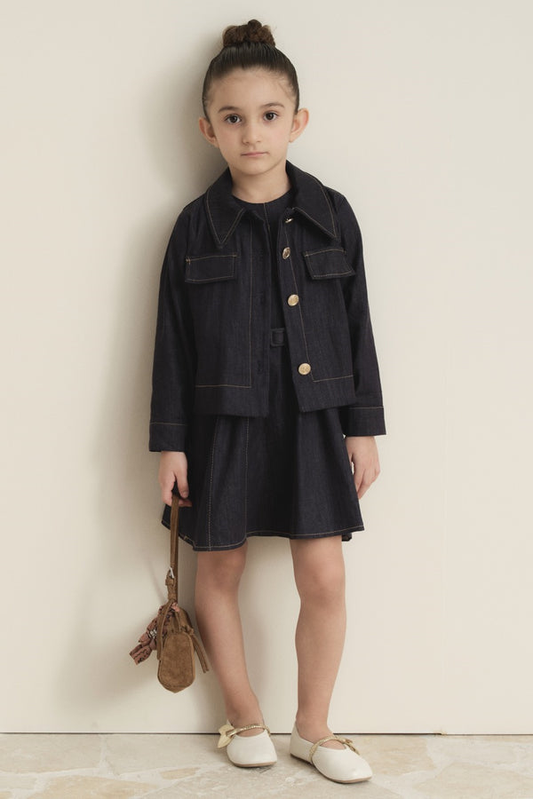 Arle Ceketli Denim Jile Elbise - Lacivert