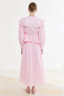 Asia Güpürlü Vual Etek Takım - Pembe