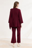 Asimetrik Double Pantolon Takım - Bordo