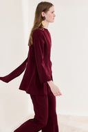 Asimetrik Double Pantolon Takım - Bordo