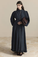 Asimetrik Fırfırlı Pilise Elbise - Lacivert