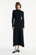Button Detail Pleated Skirt Set - Black