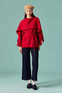 Scarf-Detail Knitted Sweater - Red