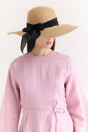 Straw Hat with Ribbon - Camel