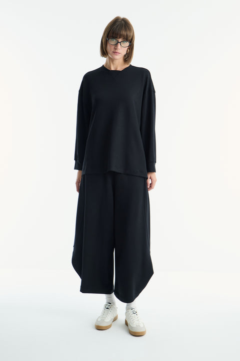 Stitched Detail Carrot-Fit Trouser Set - Black