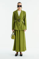 Benetti Button-Detail Skirt Suit - Green