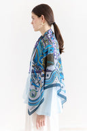 Samora Patterned Shoulder Shawl - Blue