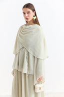 Shoulder Pleat Detail Yoryo Chiffon Pants Set - Sage