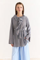 Striped Ruffled Shirt - Brown