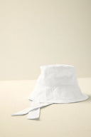Bağlama Detaylı Bucket Şapka - Beyaz