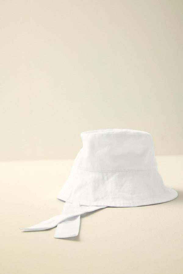 Bağlama Detaylı Bucket Şapka - Beyaz