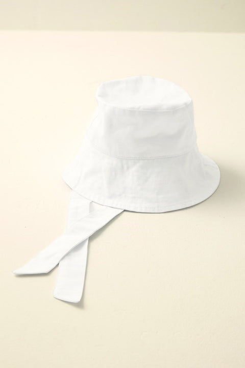 Drawstring Detail Bucket Hat - White